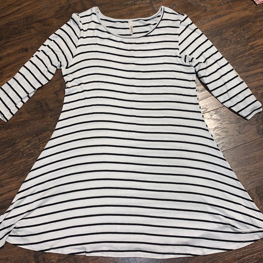 black and white striped dress